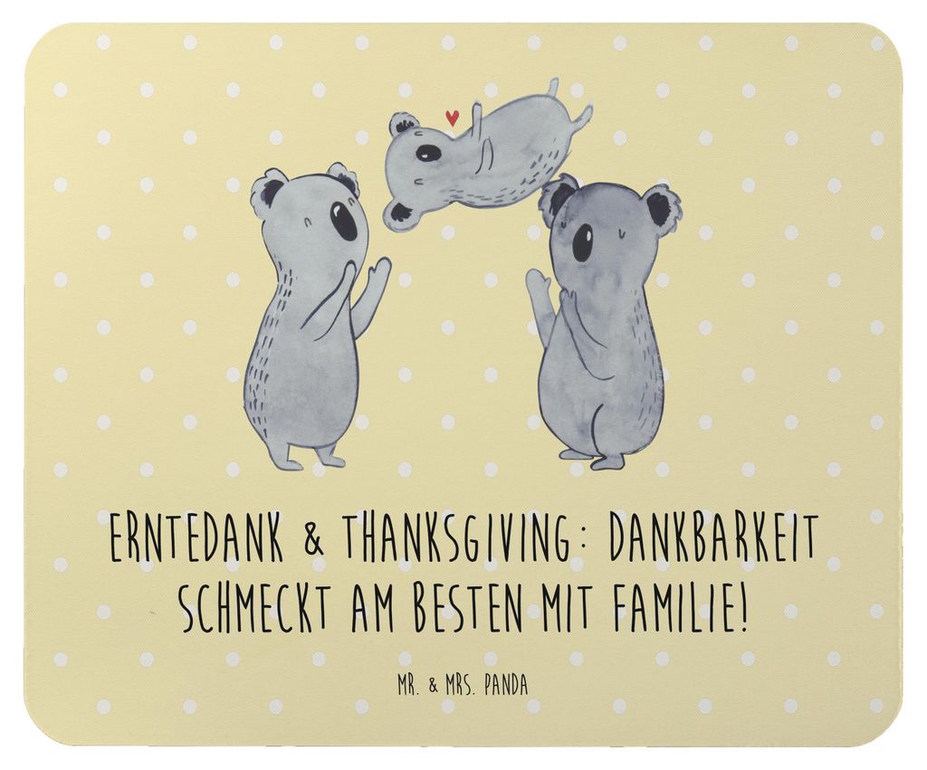 Mr. & Mrs. Panda Mouse Pad Erntedankfest & Thanksgiving - Gelb Pastell - Geschenk, Familie, Feiertag, unvergessliche Momente, Erntefest, Dankbarkei...