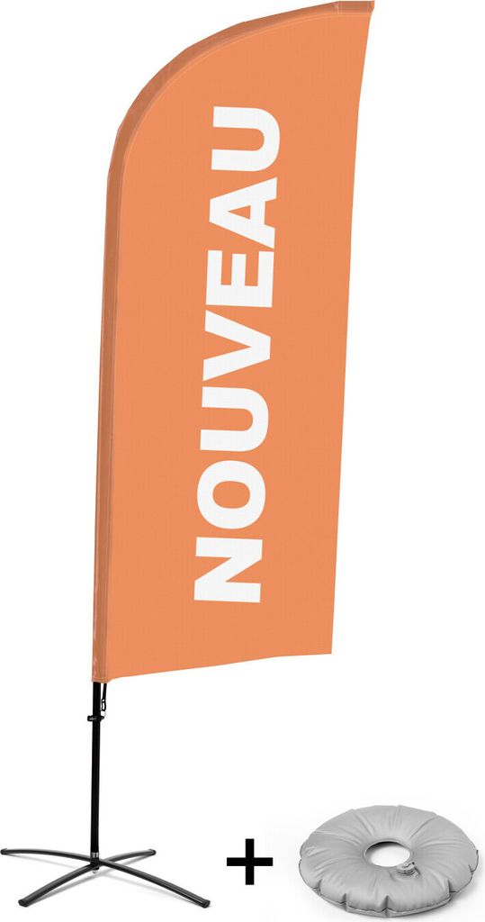 Showdown Displays Beachflag - Komplett-Set - Neu - Französisch - Orange - Kreuzständer - Alu