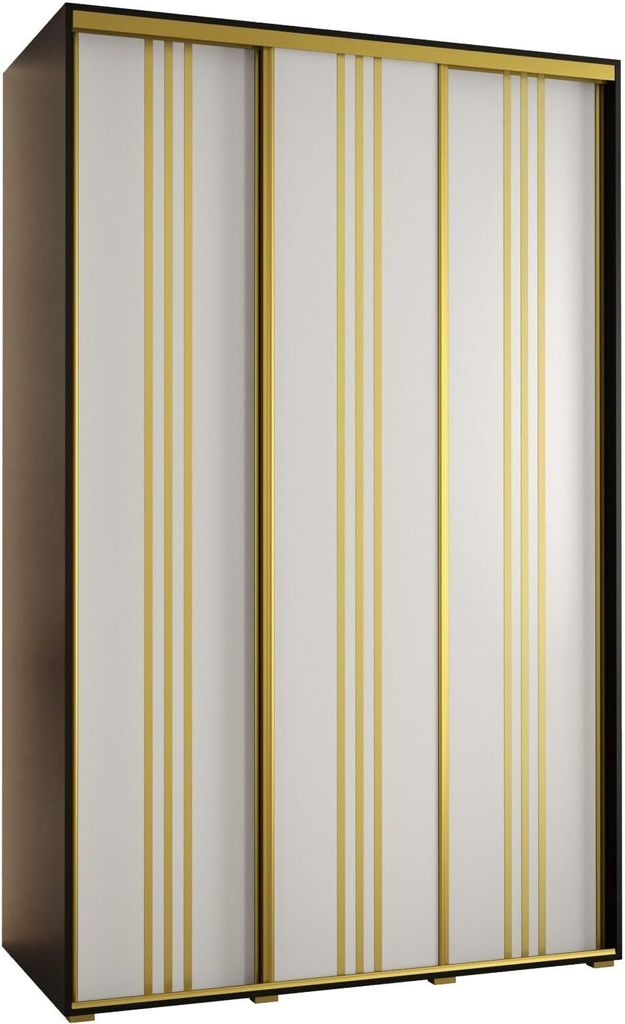 MEBLE KRYSPOL Davos 6 Schrank, drei Türen - 235,2x150x60 cm - Schwarz Weiß Gold