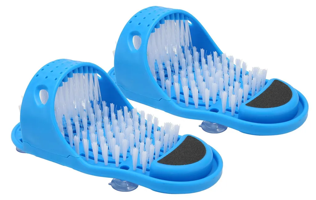 Pack de 2 brosses pieds pour douche chaussures massage scrubber bleu - 2