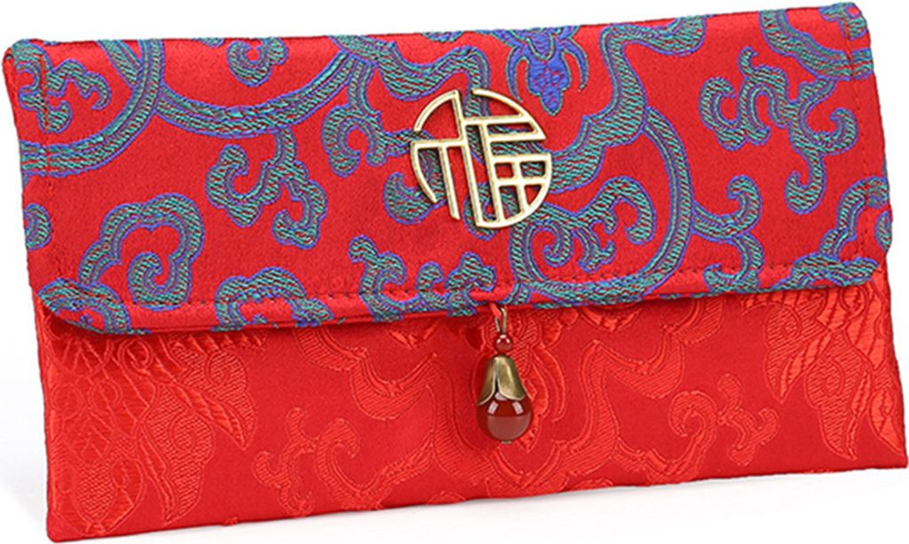 Chinesischer Stil Lucky Money Bag Tuch floralrot rotes Umschlag Tasche Neujahrspaket-2# ,Größen:XL
