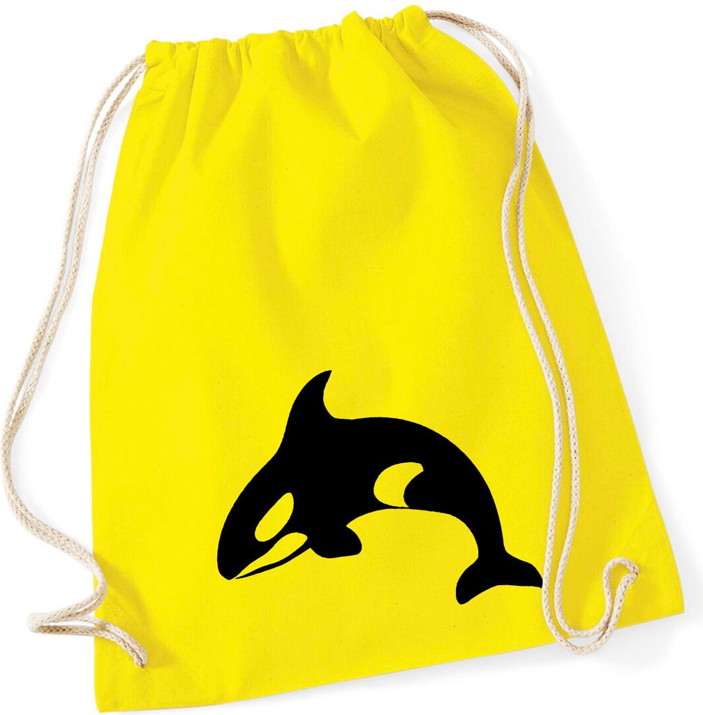 Huuraa Turnbeutel Orka Killerwal 12 Liter Yellow Baumwolle Rucksack Geschenkidee