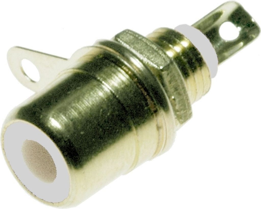 Lyndahl LKC003 Cinch Einbaubuchse für Frontplattenmontage, hartvergoldet Farbe: Weiß