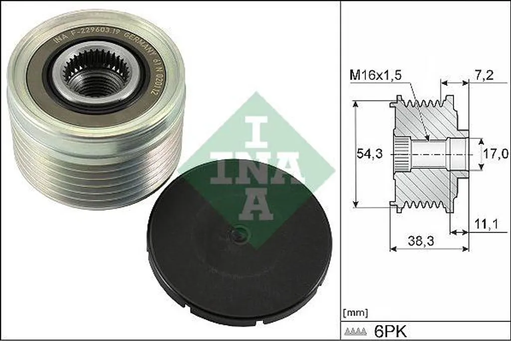 Roue libre alternateur 5705AA pour Ford Fiesta, Fusion et Lancia Phedra
