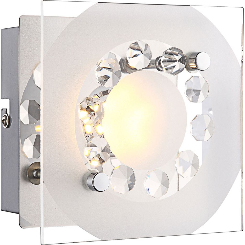LED Wandleuchte, Kristalle, Glas, Chrom, L 12cm