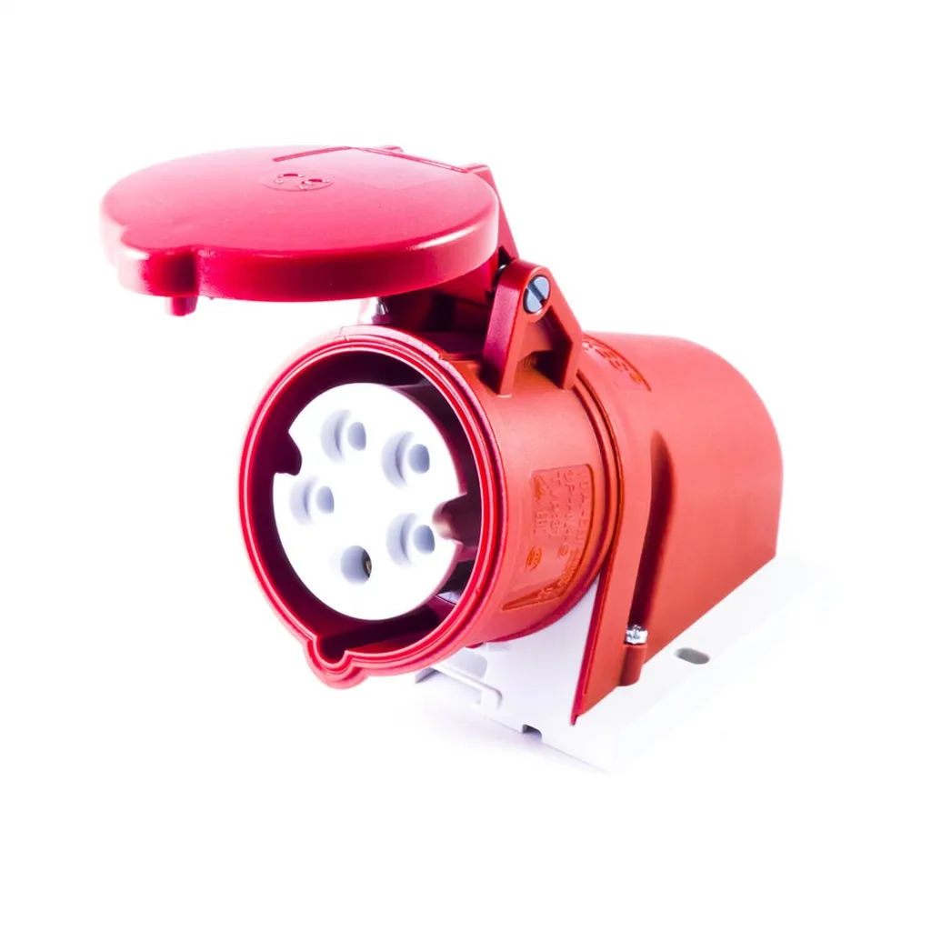 Prise murale triphasée rouge 16A 5 pôles IP44 type CEE standard 3P+N+E