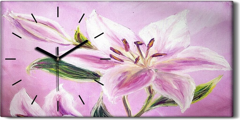 Wandkunst Leinwand Bild Uhr 60x30 Gemälde Blumen Pflanzen Blätter Kunst - schwarze Hände