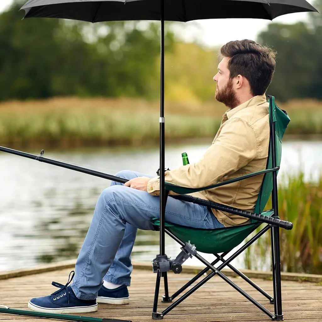 Pince de parasol pour balcon avec support de canne et cadre pivotant