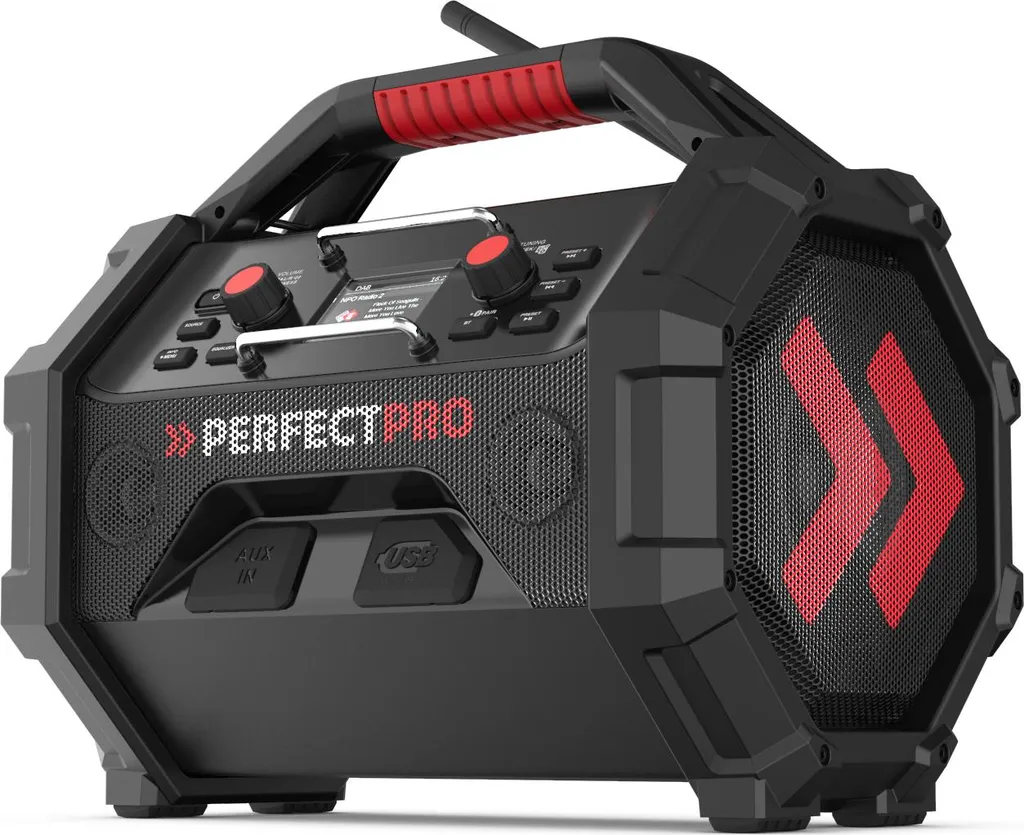 Perfectpro ROCKTAGON Radio de Chantier Numérique DAB+ FM USB 30W 8 Ohms