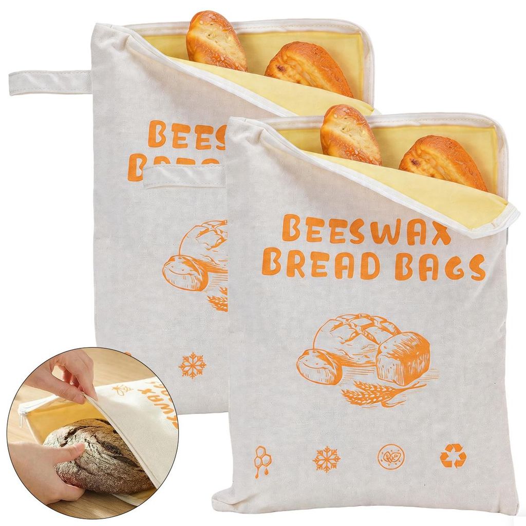 Brotbeutel Bienenwachs mit Standboden 2 Stück Brotsack zum Produktbild 