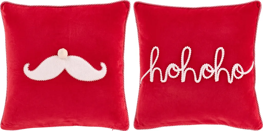 Coussin de Noël Décoratif en Coton Rouge et Blanc Lot de 2 Pièces J-Line