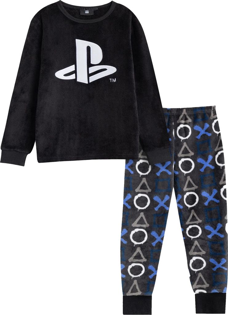 Playstation - Schlafanzug mit langer Hose für Jungen, Langärmlig NS9506 (146-152) (Schwarz)