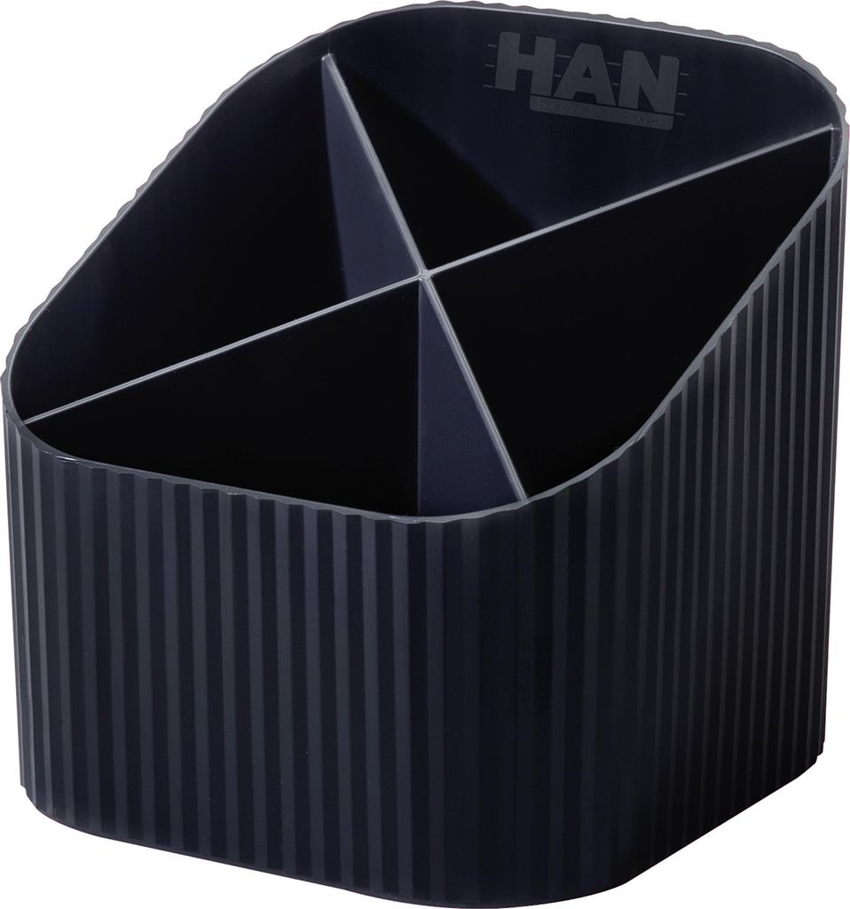 HAN Stiftehalter KARMA schwarz Polystyrol 4 Fächer 11,1 x 11,1 x 10,5 cm