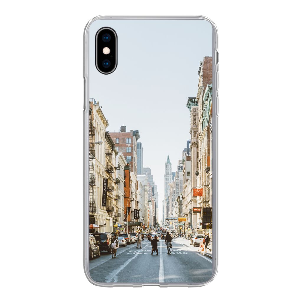 MuchoWow Handyhülle Schutzhülle Hülle für iPhone Xs Belebte Straße in New York Silikon Softcase Handy Hülle - Handytasche