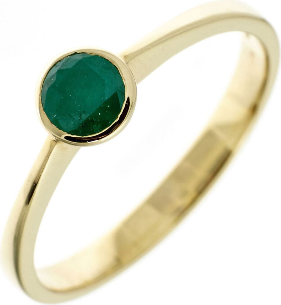 Ring Damenring mit Smaragd grün 333 Gold Gelbgold Smaragdring schlicht Innenumfang 54mm Ø17.2mm