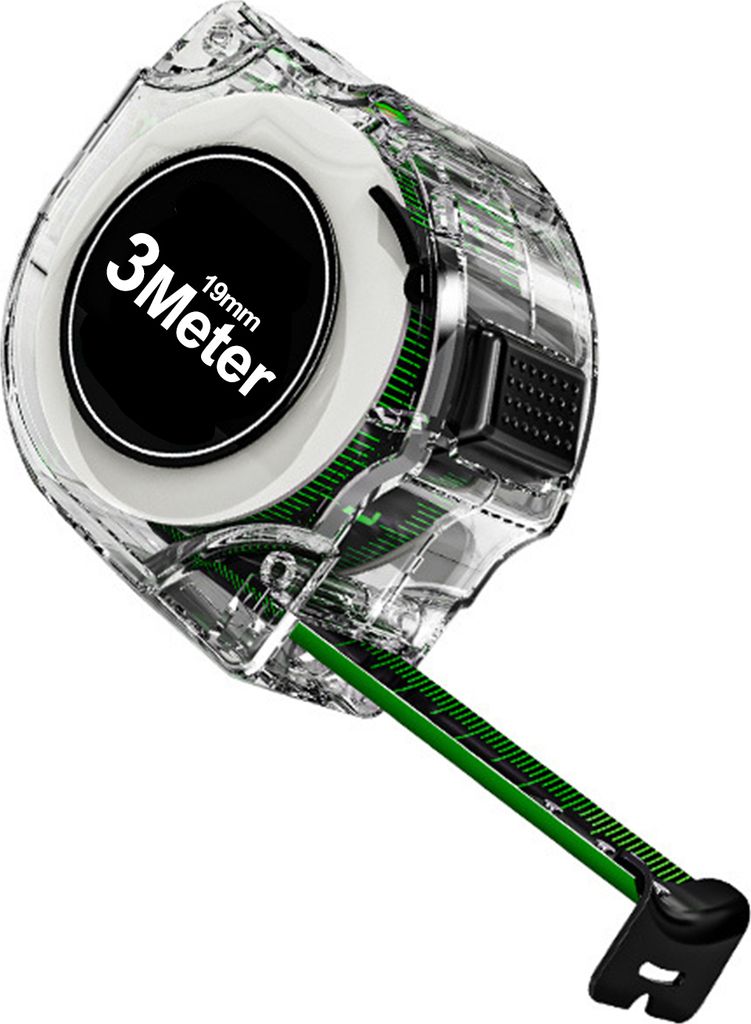 3M*19MM Hochpräzises Maßband Fluoreszierendes Farblinealband mit transparenter Schale Die Metallachsenskala ist klar, sturzsicher und verschleiß...