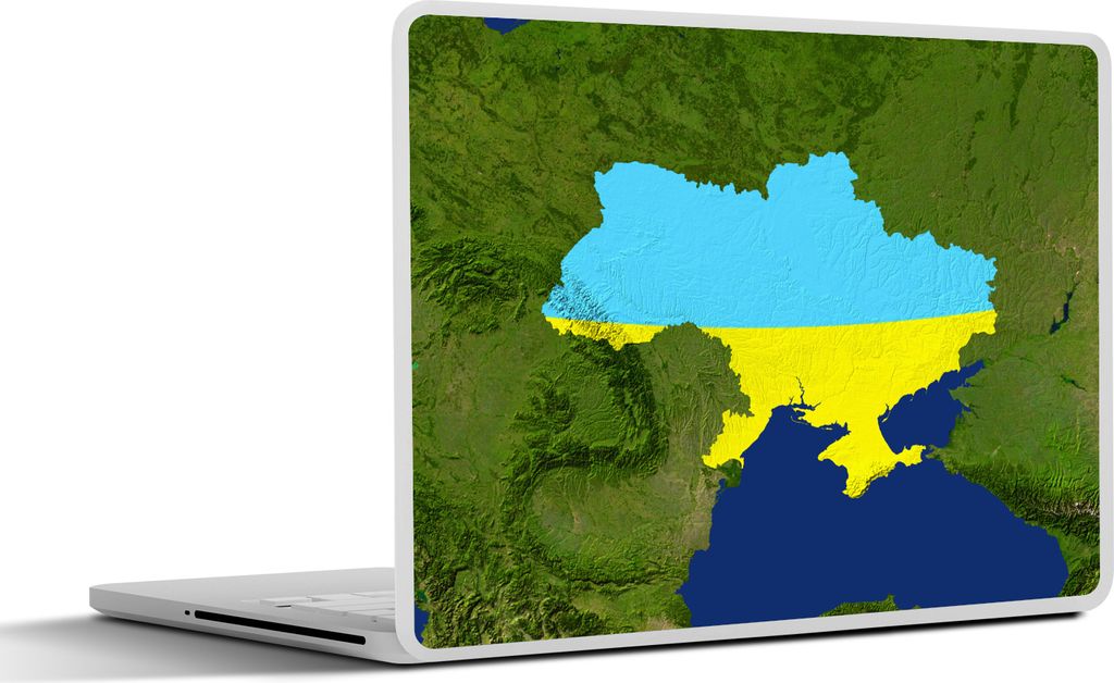 MuchoWow Laptop Aufkleber Sticker Cover Satellitenbild der Ukraine mit der Flagge 32.5x23.5 cm - Sticker für Laptop - Selbstklebend