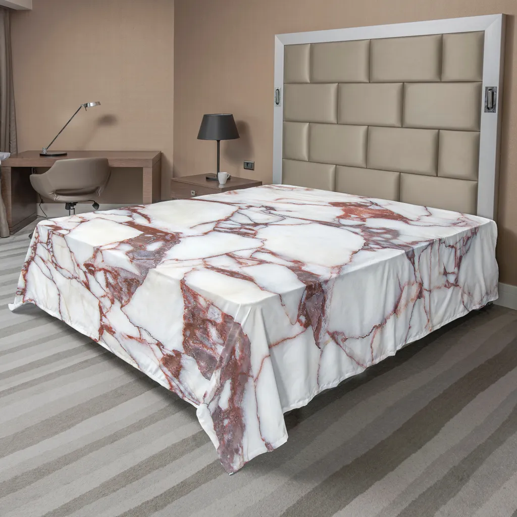 Drap Plat pour Lit Décoratif Design Marbre Beige - Ambiance Zen 260cm