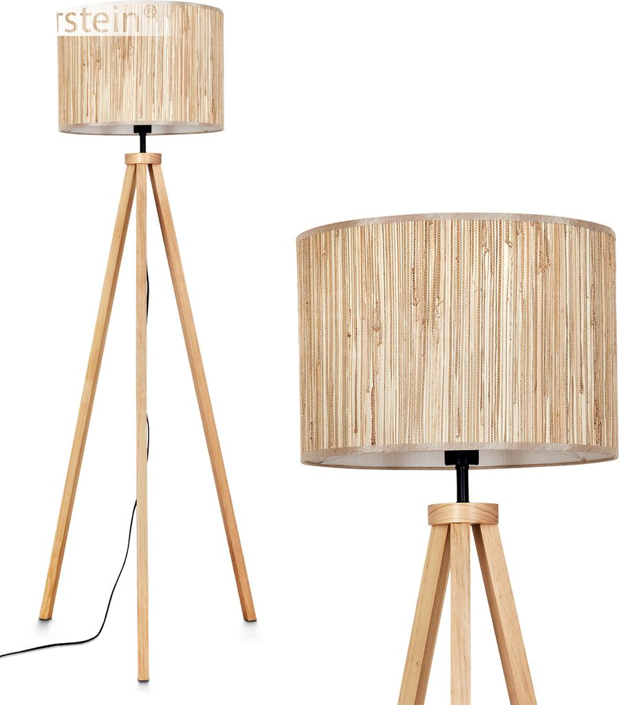 Arenabianca Stehlampe aus Holz/Seegras in Naturfarben/Beige