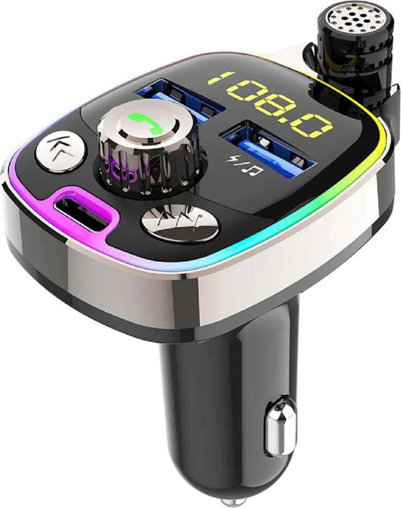 Trasmettitore FM Bluetooth Auto PD 30W Dual USB Fast Charger Nero