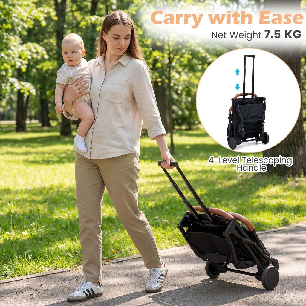 Poussette canne compacte pour bébé de 0 à 3 ans avec capote réglable - 7