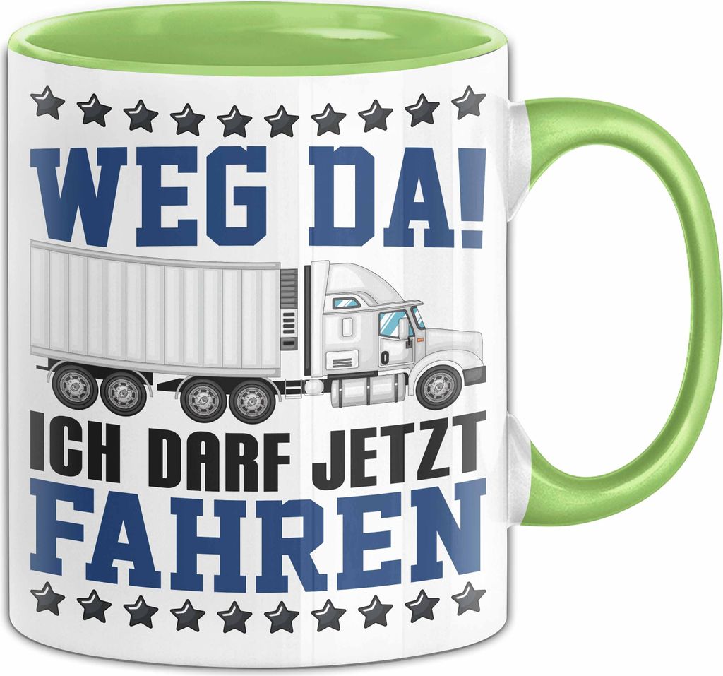 Lkw Führerschein Bestanden Geschenk Tasse Bestandener Führerschein Fernfahrer Lastkraftwagen Fahrschule Kaffee-Becher (Grün)