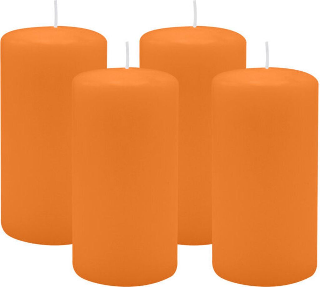4er Set Adventskranzkerzen Mango Orange Ø 60 x 100 mm