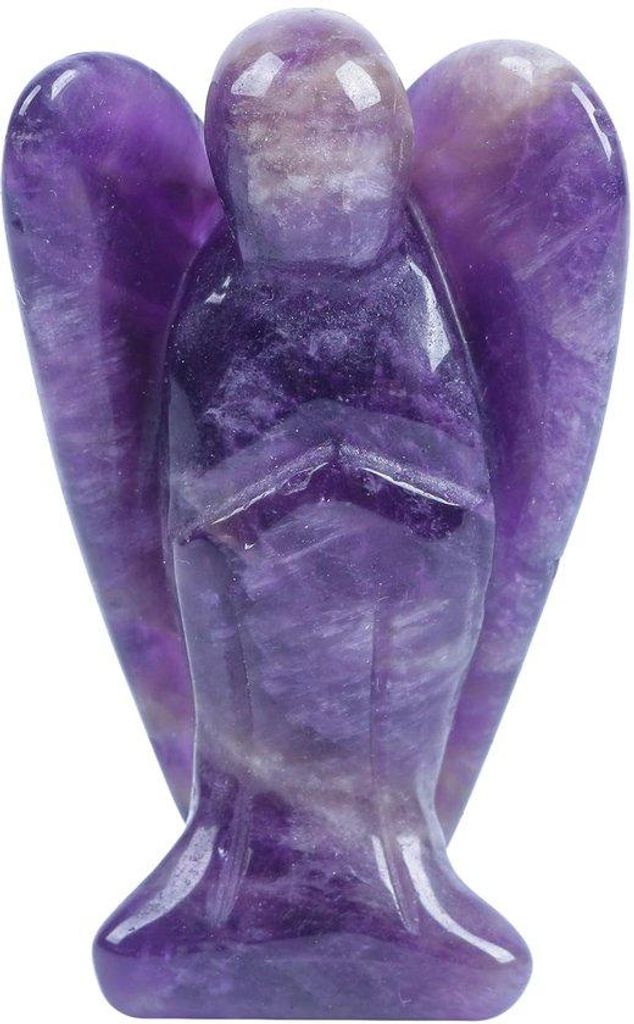 Naturkristal engelfigur, handgeschnitten, amethist, 7,5 cm