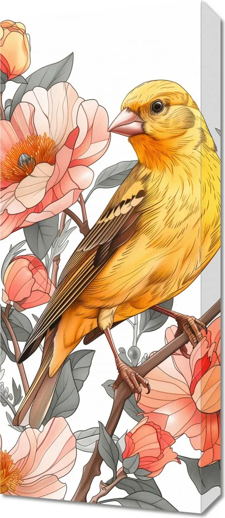 Tableau format vertical 30 x 70 cm Chanteuses printanières pour salon