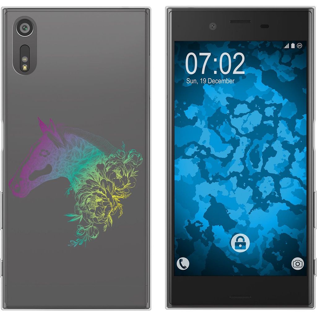 PhoneNatic Case kompatibel mit Sony Xperia XZs Silikon-Hülle Floral Pferd M5-4