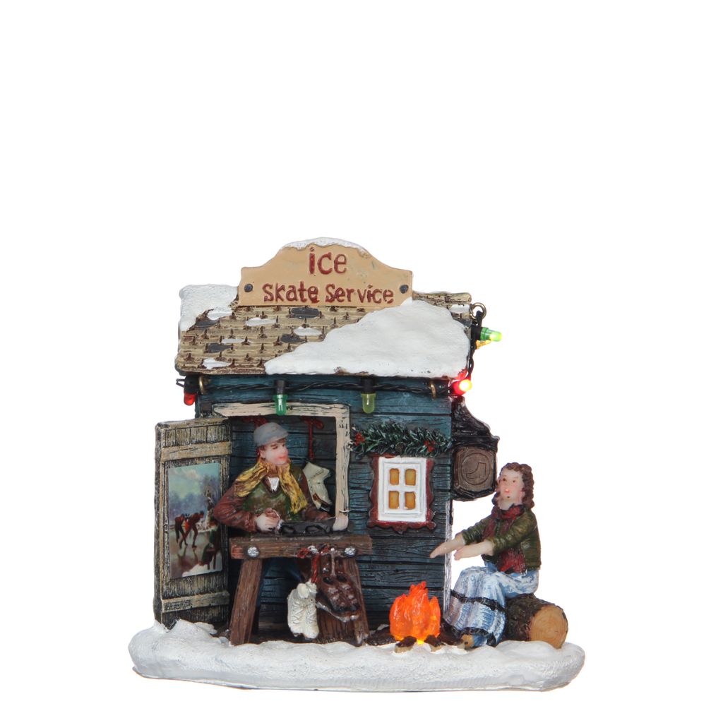 LuVille Weihnachtsdorf-Miniatur Schlittschuh-Service - L11,5 x B9 x H11 cm