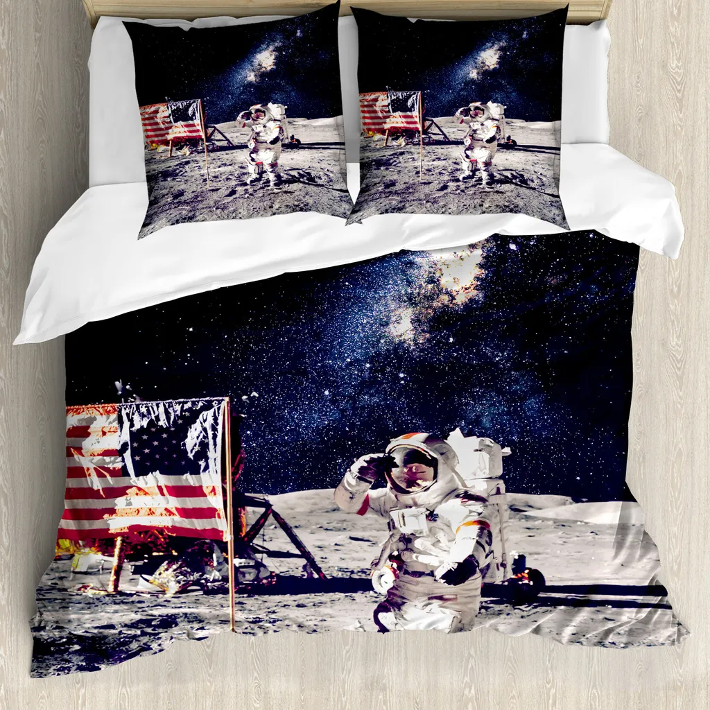 Copripiumino Anallergico ABAKUHAUS Astronauta 200x200 Grigio