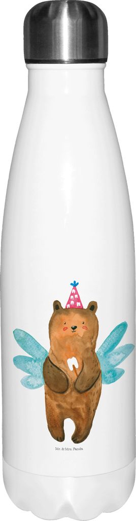 Mr. & Mrs. Panda Trinkflasche Bär Zahnfee - Weiß - Geschenk, Milchzahn, Fee, thermosflaschen, trinkflaschen, Thermosflasche, Teddy, Erster Zahn, ...