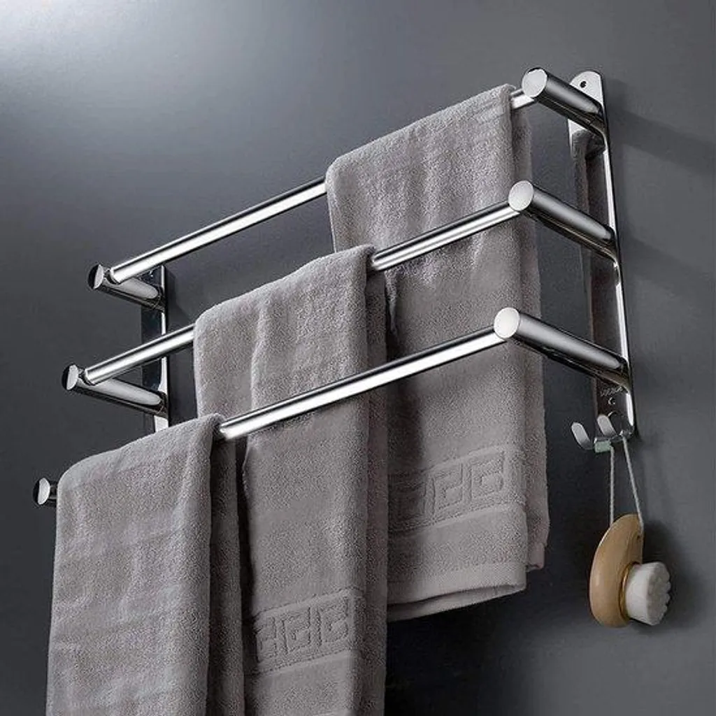 Porte-serviettes extensible 43-78 cm en acier inoxydable sans perçage