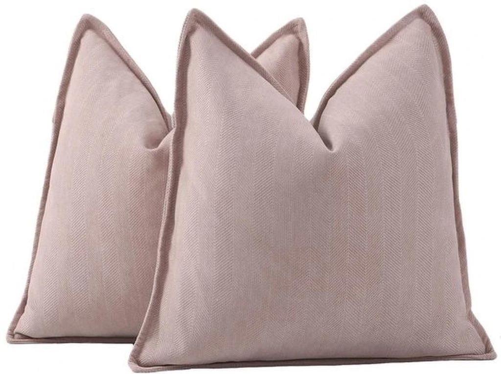 Unyqoos Set mit 2 rosa Chenille Kissenhüllen mit Fransen für Sofa und Schlafzimmer, 60x60 cm