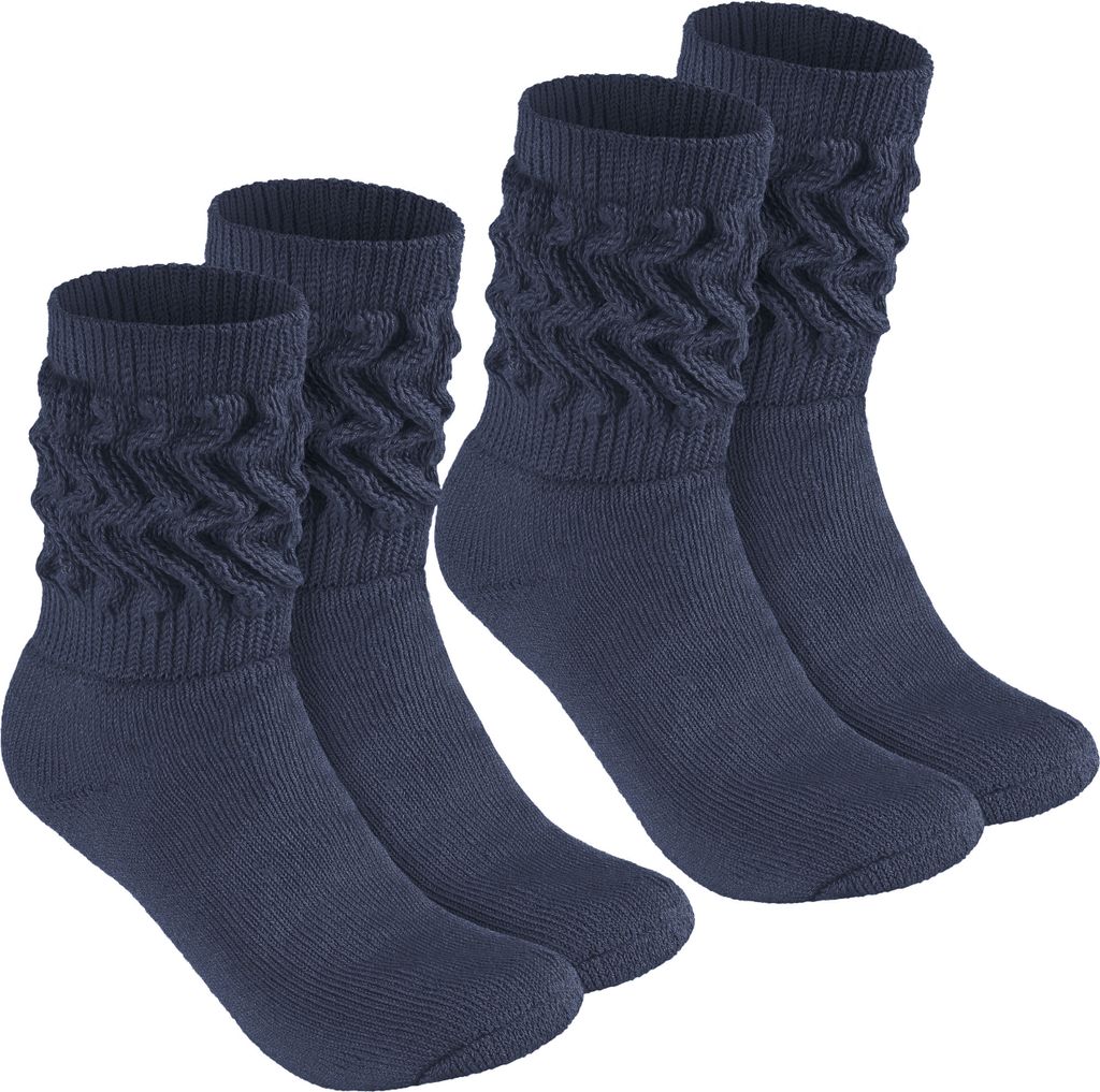 BRUBAKER Slouch Socken - Damen Schoppersocken für Fitness, Yoga und Workout - Sportsocken für Frauen, Jeans Blau, Größe 35-38, 2 Paar