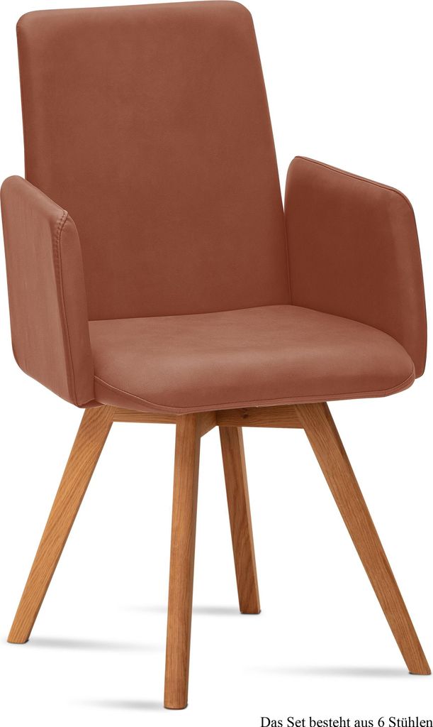 Armlehnstuhl (6er-Set) Dilys 52x92x60 Eiche geölt/Cognac