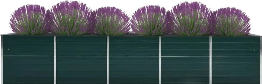 Bac à fleurs rectangulaire grand format 4m en métal vert galvanisé - 2