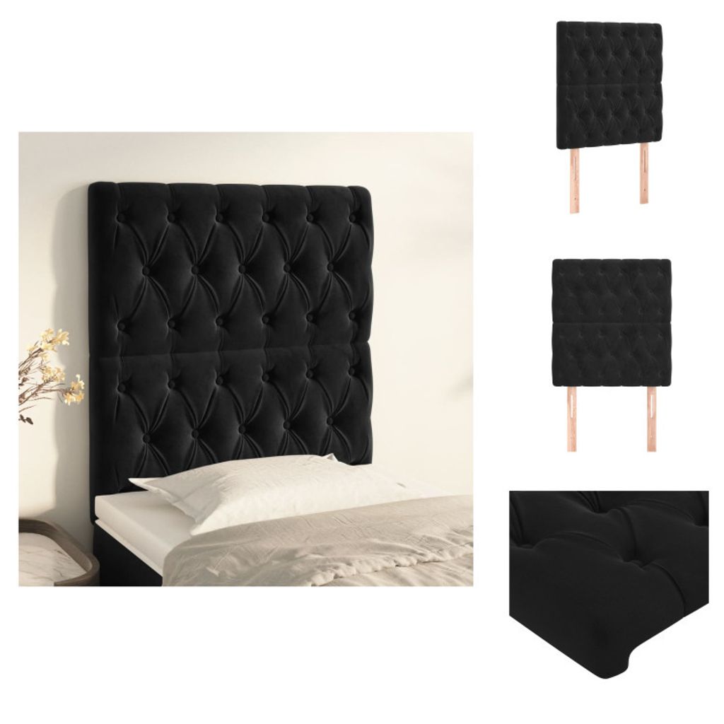 vidaXL Kopfteile 2 Stk. Schwarz 80x7x78/88 cm Samt - Kopf- & Fußenden