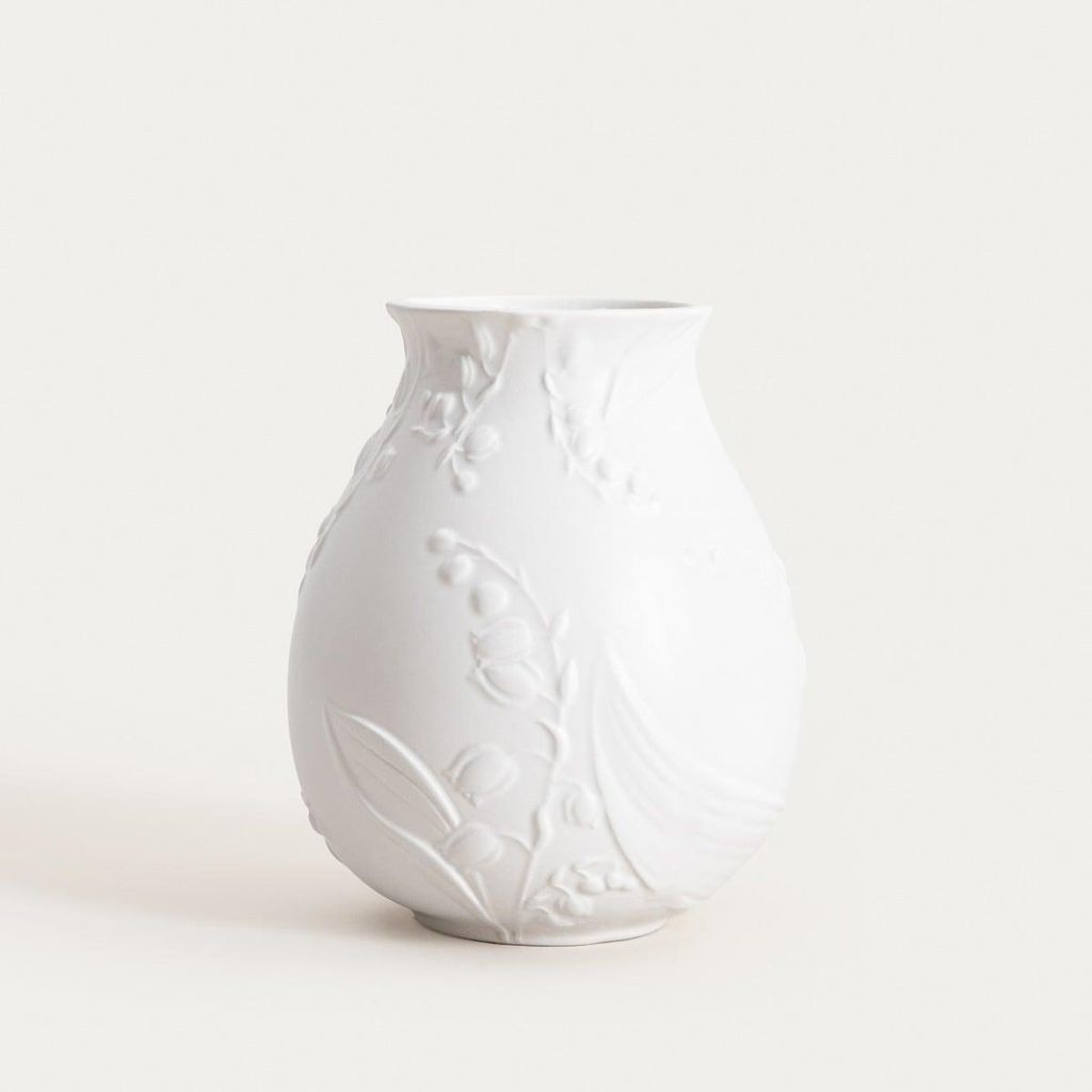 HOMLA CONWALLIE Keramik Vase mit Prägung weiß 14,8x18 cm