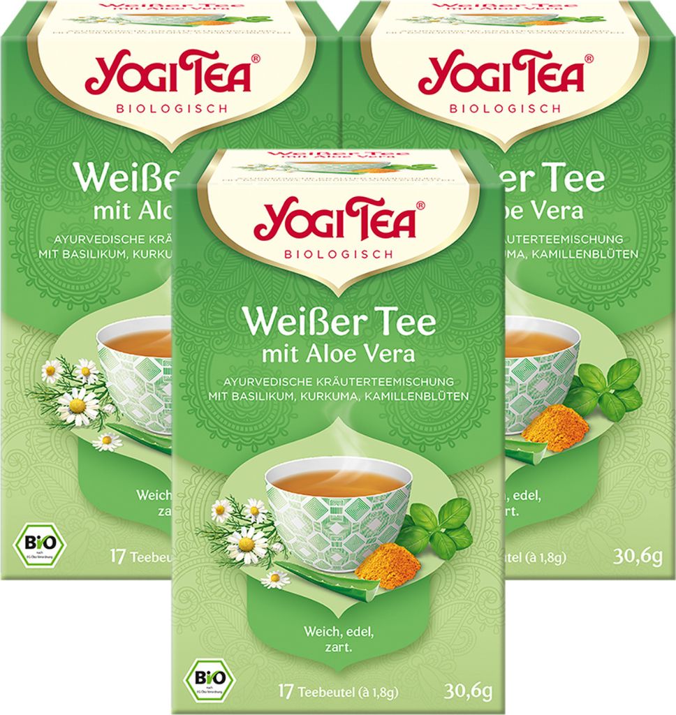 3x YOGI TEA Weißer Tee Aloe Vera | 3 x 30,6g