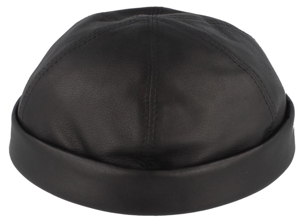 Bullani Dockercap aus echtem Leder in schwarz