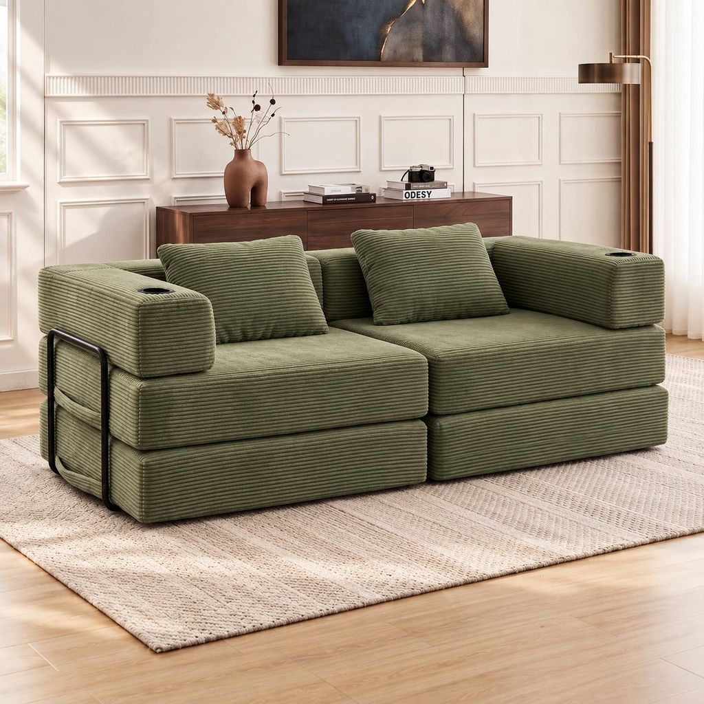 Modulares Sofa 2-Sitzer Cord,Klappbar & Ausziehbar als Produktbild 