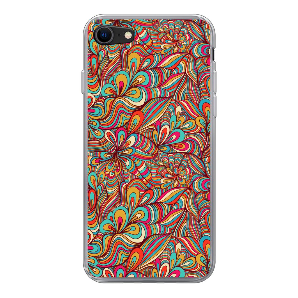 MuchoWow Handyhülle Schutzhülle Hülle für iPhone SE 2022 Design - 70er Jahre - Fantasie - Farbe Silikon Softcase Handy Hülle - Schutzhülle
