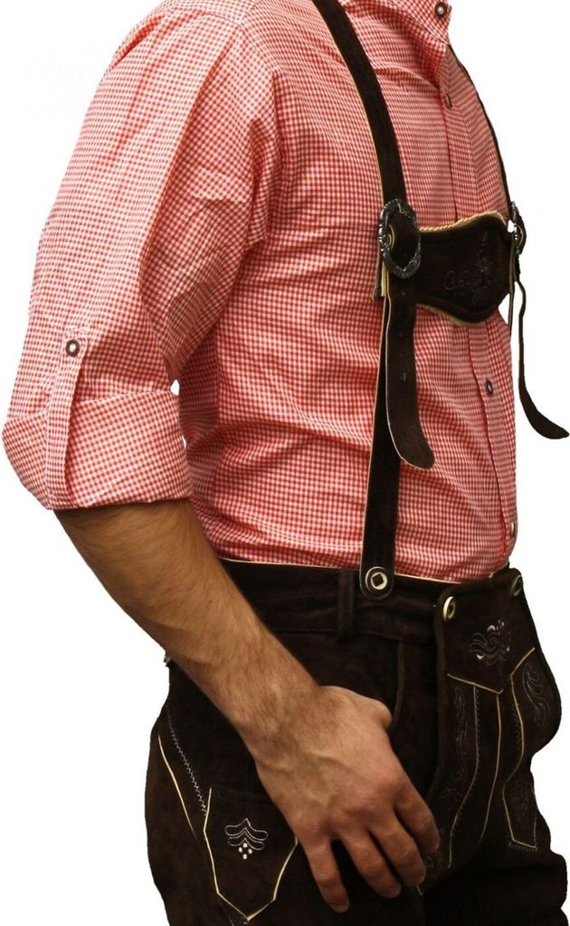 Trachtenhemd mit Stehkragen für Trachtenlederhosen kariert, Farbe:Rot, Größe:3XL