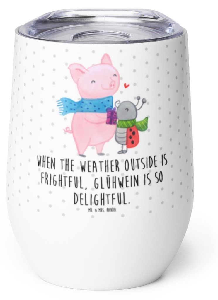 Mr. & Mrs. Panda Thermo Becher Glühschwein Smörle - Weiß - Geschenk, Thermobecher, Winterlicher Glühwein Spruch, Kreatives Design, Weihnachten,...