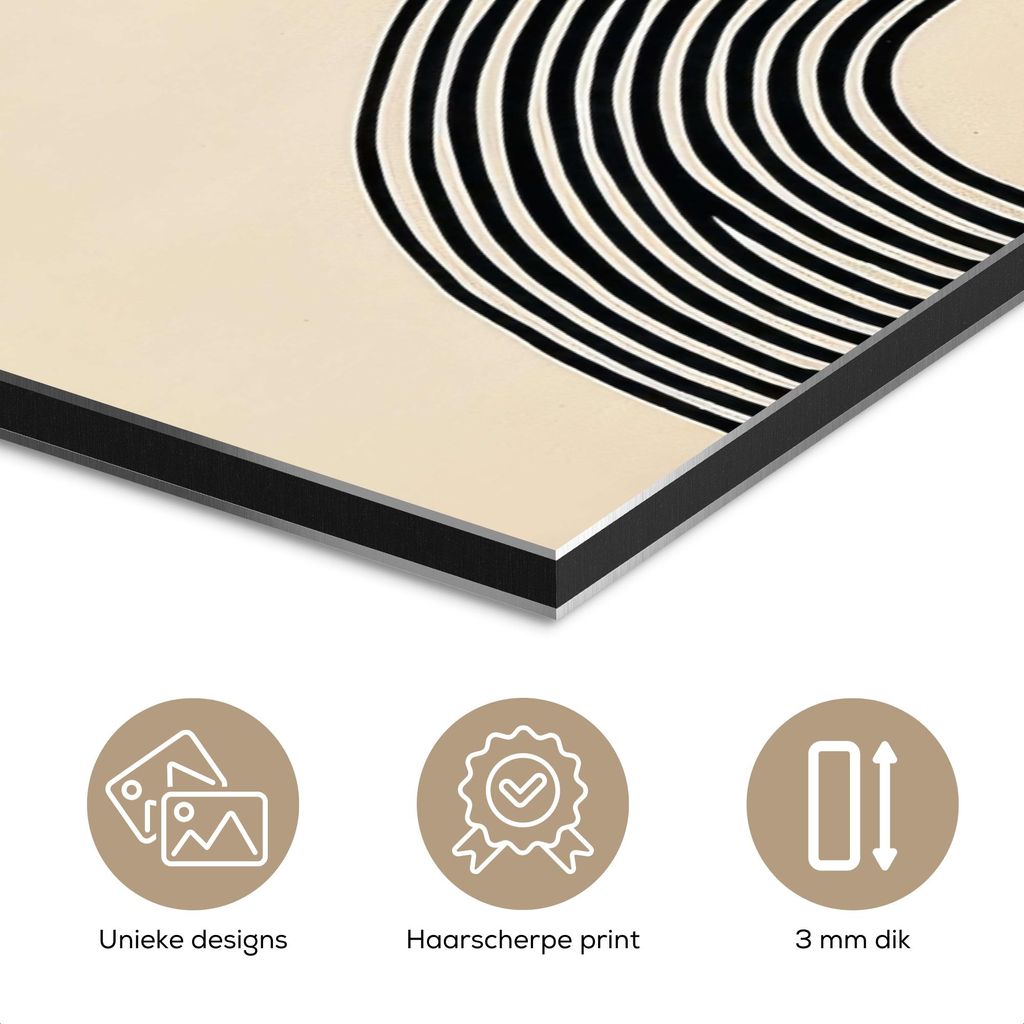 MuchoWow Wanddekoration Metall Metallbild Wandkunst 80x120 cm Geometrische Bögen - Minimalistisch - Symmetrisch MuchoWow Aluminium Gemälde - Bilder