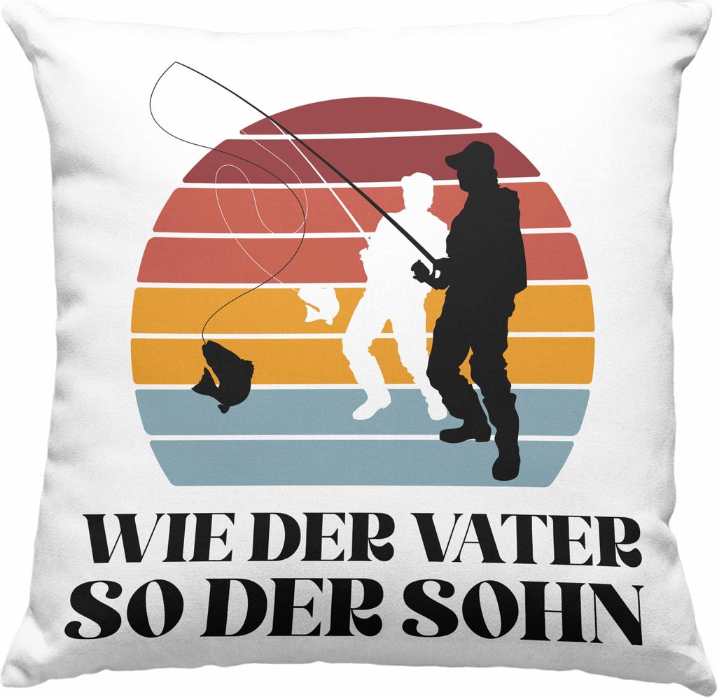 Trendation - Angler Deko-Kissen mit Füllung 40x40 Geschenk Männer Sohn Spruch Lustig für Fischer Geschenkidee Angeln Becher (Grün)