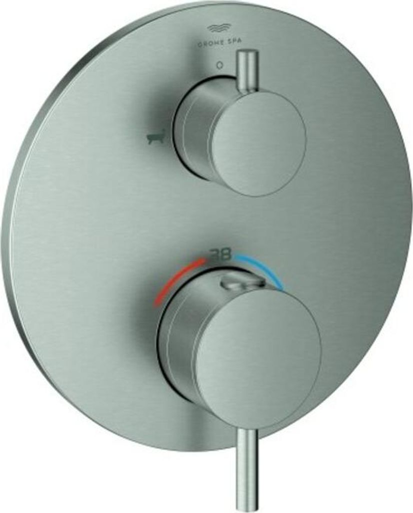 GROHE Thermostat-Wannenbatterie Atrio 24359, mit integrierter 2-Wege-Umstellung, Fertigmontageset für Rapido SmartBox, supersteel