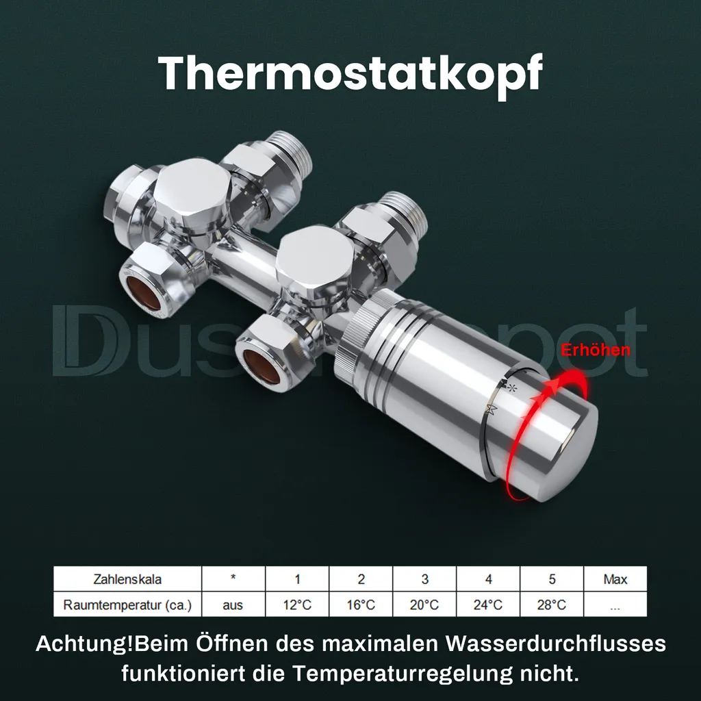 Valvola Termostatica Multiblocco ELEGANT Cromo per Termoarredo Design - 5